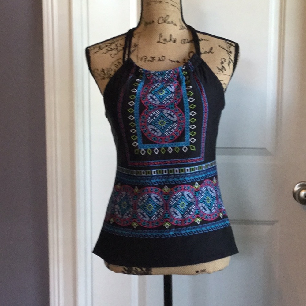 APT 9 black patterned tankini top~ size Medium